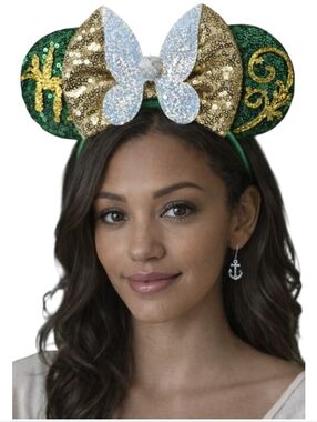 Poshmark Title:Green & Gold Sequin Mouse Ears Headband + Matching Wand Disney I